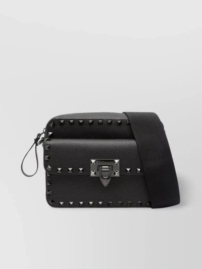 Valentino Garavani Pebbled Texture Shoulder Bag In Black  