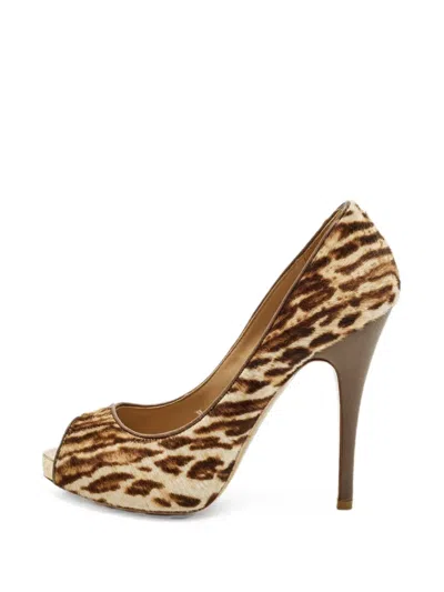Pre-owned Valentino Garavani Peep-toe Pumps In Neutral