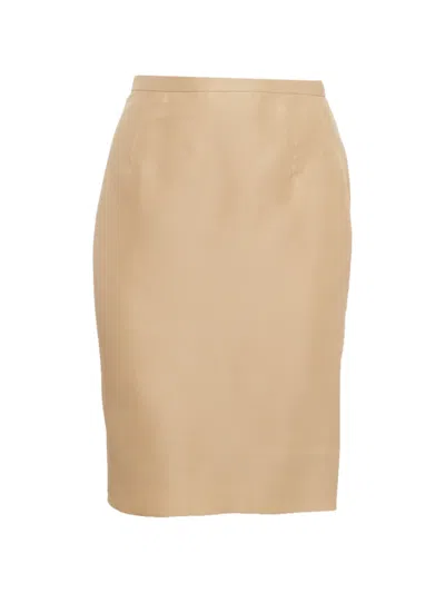 Pre-owned Valentino Pencil Midi Skirt In Neutral