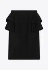 Valentino Couture Crepe High-waisted Skirt With Ruffle Detail