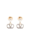 Valentino Swarovski Crystal-embellished Vlogo Signature Earrings In Gold