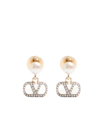 Valentino Garavani Valentino Vlogo Embellished Earrings In Gold