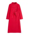 Valentino High-neck Double-breast Belted Wool Cashmere Coat In Red