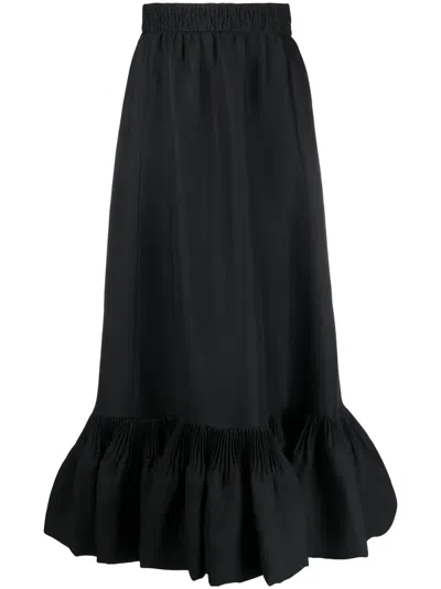 Valentino Peplum Hem Skirt In Black