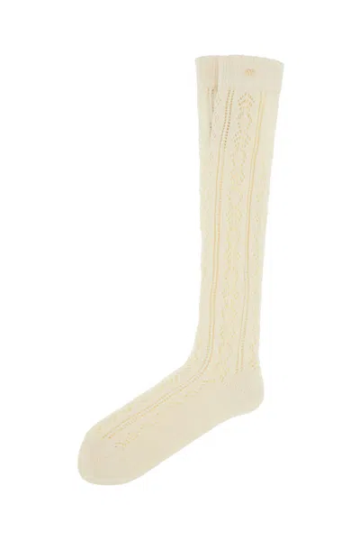 Valentino Perforated Cotton Socks For In Neutro