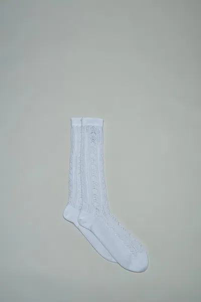 Valentino Perforated Cotton Socks With V-logo In White