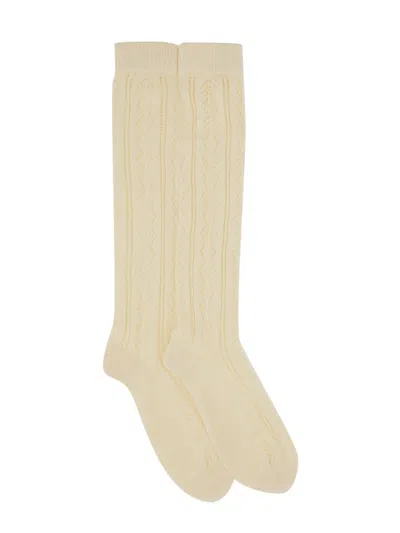 Valentino Knee-high Mohair Blend Socks In Neutral