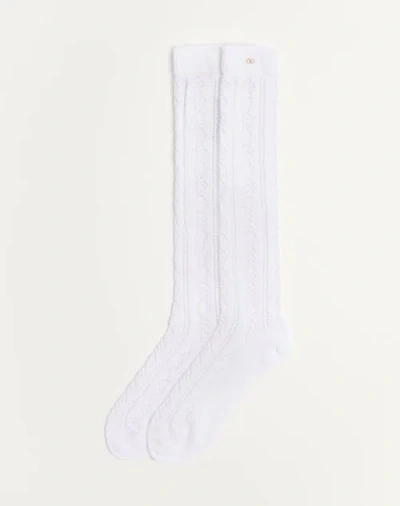 VALENTINO VALENTINO PERFORATED COTTON SOCKS WITH VLOGO