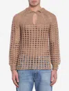 Valentino Openwork Sweater In Linen Blend In Nude