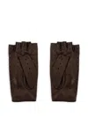 Valentino Perforated Leather Gloves In Brown