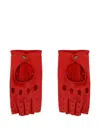 Valentino Perforated Leather Gloves In Red