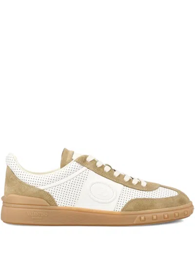 Valentino Garavani Perforated Leather Sneakers In White