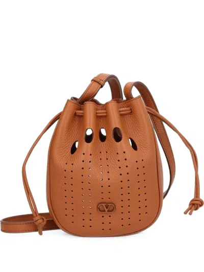 Valentino Garavani Perforated Shoulder Bag In Orange