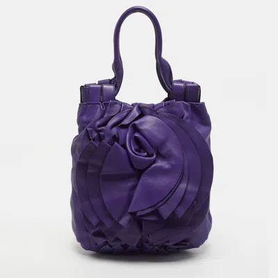 Pre-owned Valentino Garavani Petale Rose Purple Leather Vertical Tote