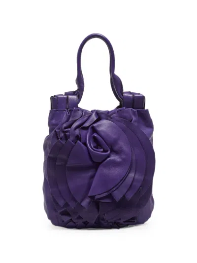 Pre-owned Valentino Garavani Petale Rose Tote Bag In Purple