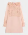 Valentino Peter Pan Collared Ruffle Bib Mini Dress In Rose