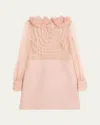 Valentino Peter Pan Collared Ruffle Bib Mini Dress In Rose