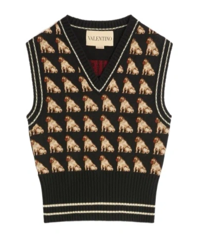 Valentino Petit Charles Jacquard Wool Gilet In Multi