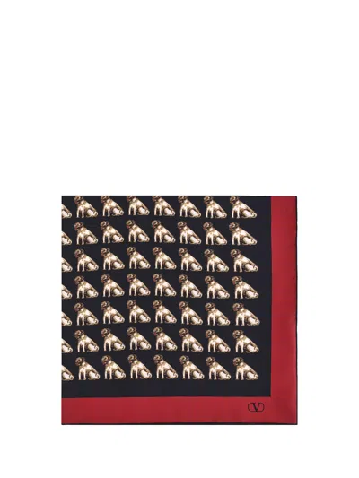 Valentino Petit Charles Silk Scarf In Black