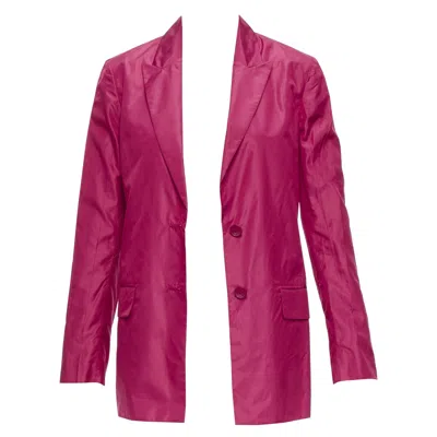Pre-owned Valentino Piccioli 100% Silk Raspberry Pink Cinched Waist Casual Blazer It36 Xxs