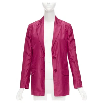 Pre-owned Valentino Piccioli 100% Silk Raspberry Pink Cinched Waist Casual Blazer It36 Xxs