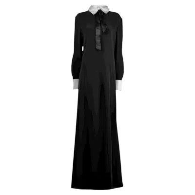 Pre-owned Valentino Pierpaolo Piccioli Fall 2023 Look 72 Maxi Train Black Tie Dress