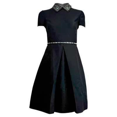 Pre-owned Valentino Pierpaolo Piccioli Resort 2016 Black Dress Turquoise Studs