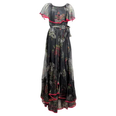 Pre-owned Valentino Pierpaolo Piccioli Spring 2022 Look 88 Long Floral Dress In Black