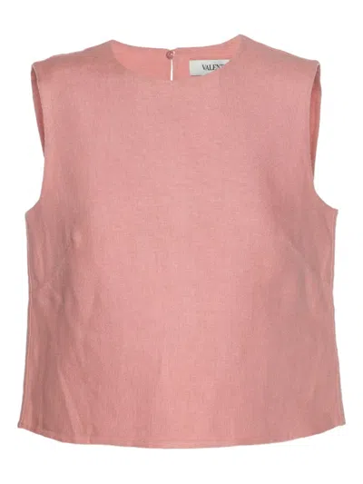 Pre-owned Valentino Sleeveless Linen Top In Pink