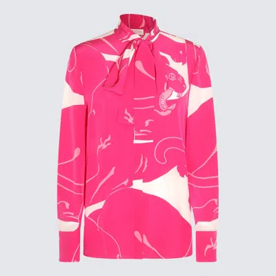 Valentino Pink And White Silk Shirt In Pink Pp