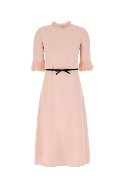 Valentino Cady Dress With Bow Detail And Ruffles In Pink