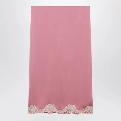 Valentino Pink Cady Midi Skirt With Lace Details In Purple