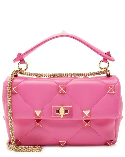 Valentino Garavani Valentino Pink Calfskin Roman Stud Medium Shoulder Bag (authentic Pre-loved)