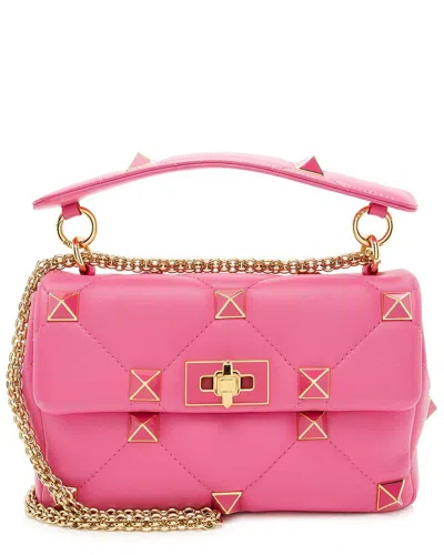 Valentino Garavani Valentino Pink Calfskin Roman Stud Medium Shoulder Bag (authentic Pre-loved)