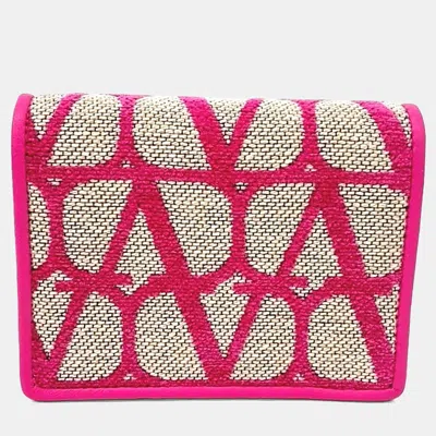 Pre-owned Valentino Garavani Pink Canvas Toile Iconograph Bifold Wallet