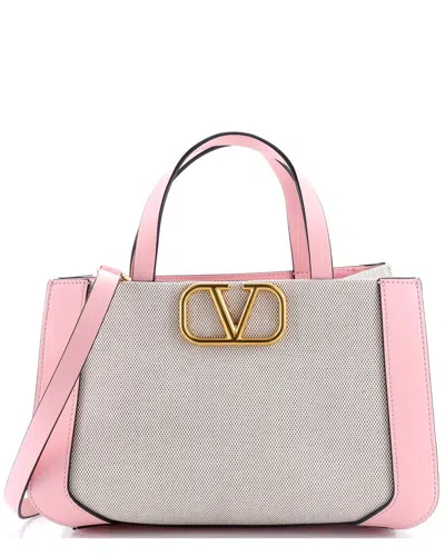 Valentino Garavani Valentino Pink Canvas Vlogo Shopper Tote Small (authentic Pre-loved)