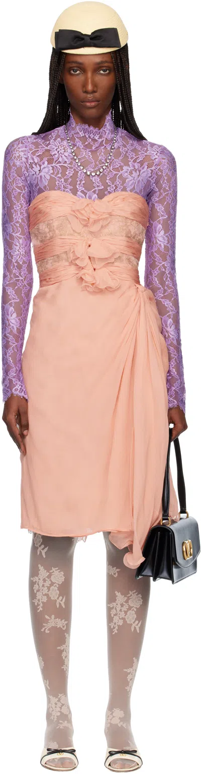 Valentino Pink Crepponne Chiffon Midi Dress
