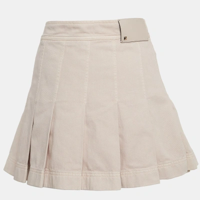Pre-owned Valentino Pink Denim Pleated Mini Skirt M