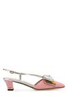 Valentino Scarpe Con Tacco Bowow In Tessuto Rosa Donna In Bubblesilveroldgold