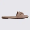 Valentino Vlogo Signature Slide Sandal With Crochet Embroidery In Rose Cannelle