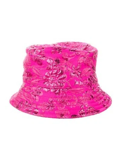 Pre-owned Valentino Garavani Pink Glitter Floral Bucket Hat