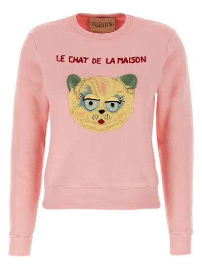 Valentino Pink Le Chat De La Maison Sweatshirt