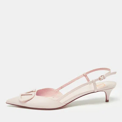 Pre-owned Valentino Garavani Pink Leather Escape Vlogo Pointed Toe Slingback Pumps Size 39