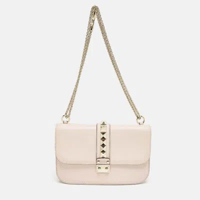 Pre-owned Valentino Garavani Pink Leather Medium Glam Lock Shoulder Bag