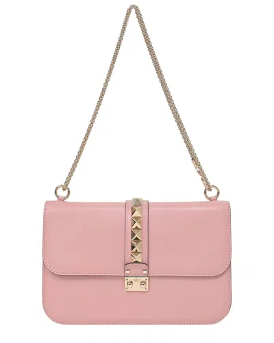 Valentino Garavani Valentino Pink Leather Medium Rockstud Glam Lock Flap Shoulder Bag (authentic  Pre-loved)