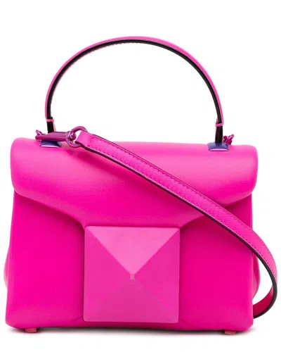 Valentino Garavani Roman Stud Leather Tote In Fuchsia