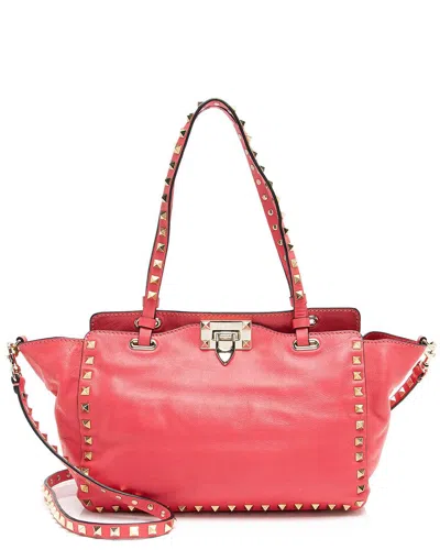 Valentino Garavani Valentino Pink Leather Rockstud Small Tote (authentic Pre-loved)