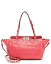 Valentino Pink Leather Rockstud Small Tote (authentic Pre-loved)