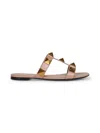 Valentino Pink Leather Roman Stud Slide Sandals