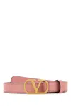 Valentino Pink Leather Vlogo Belt In Pink